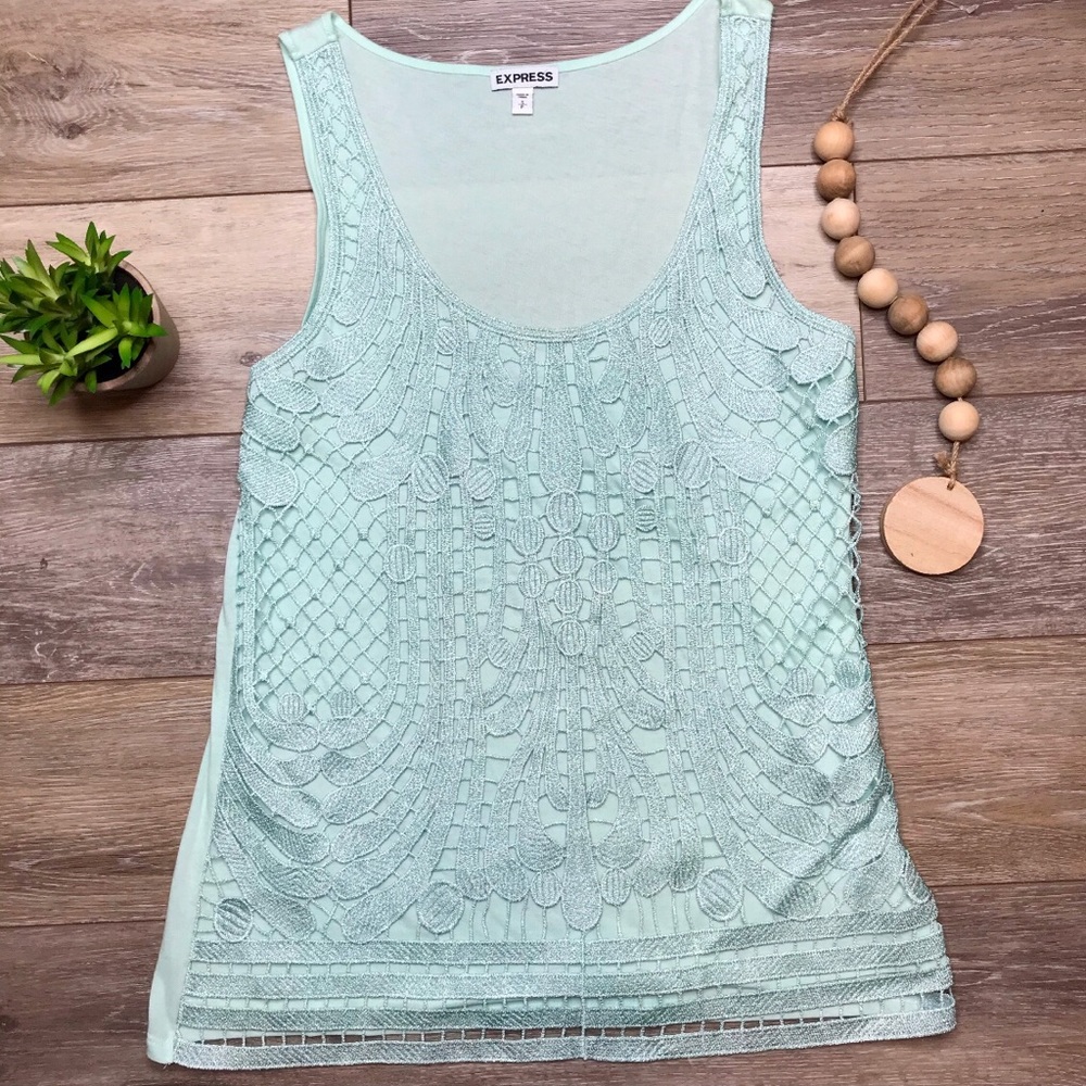 Express Light Blue Tank Top | Lace